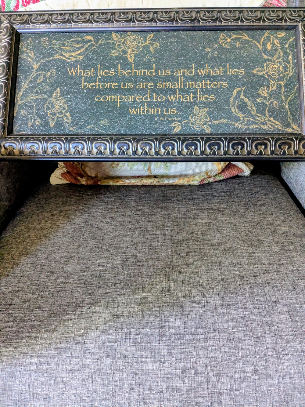 Vintage Framed Inspirational Wall Picture With Gold Lettering.